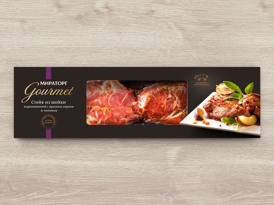 Фирменный стиль и дизайн упаковки изысканной продукции Мираторг Gourmet
