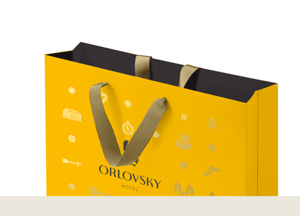 Дизайн упаковки, брендированный пакет парк-отеля «Орловский» 