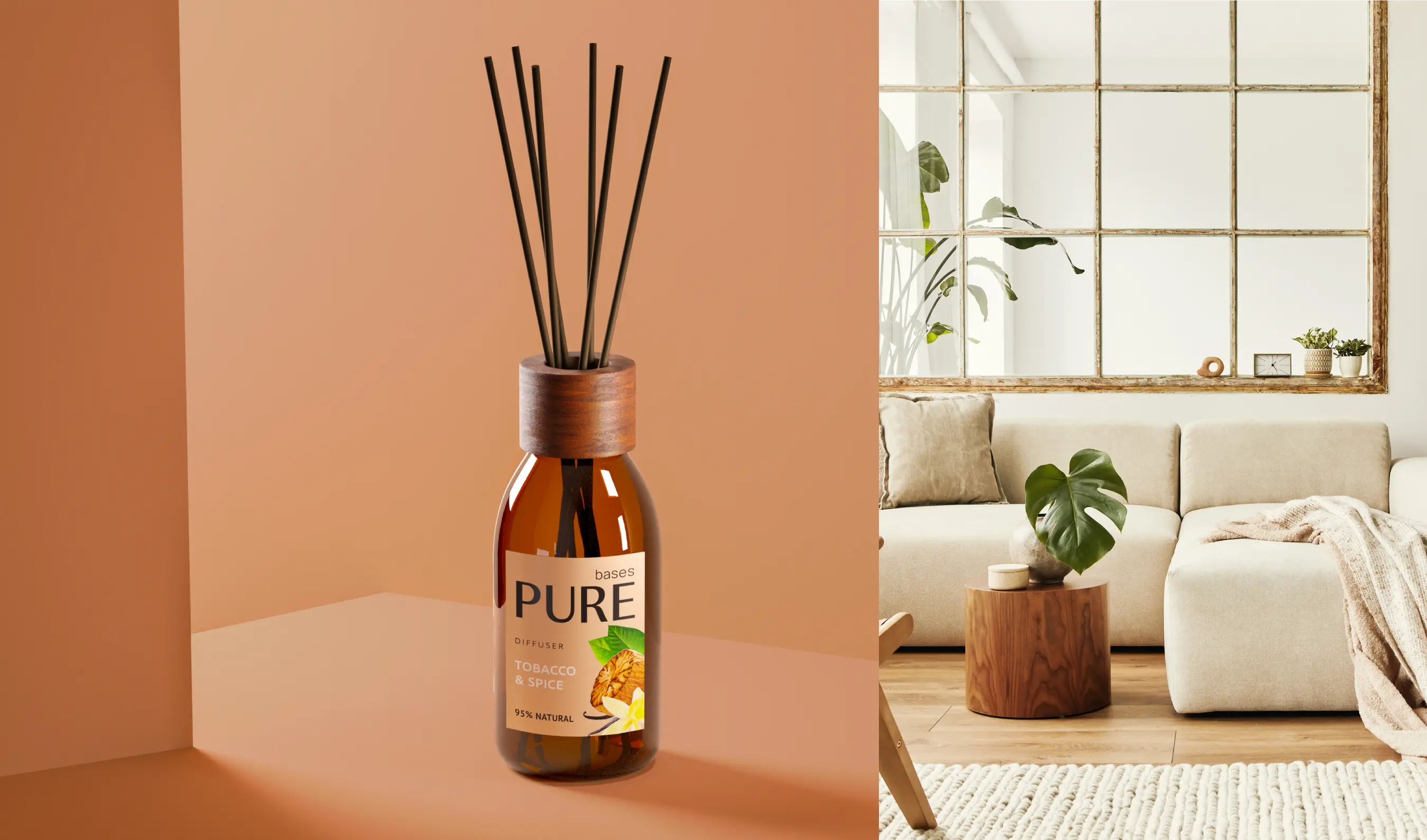Дизайн этикетки парфюмерии для дома бренда PURE BASES