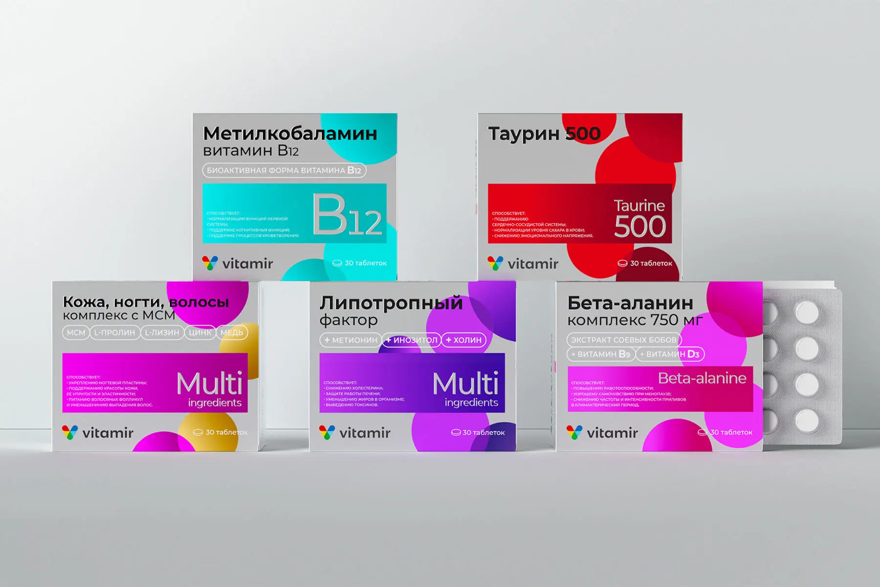 Дизайн упаковки для витаминного комплекса VITAMIR