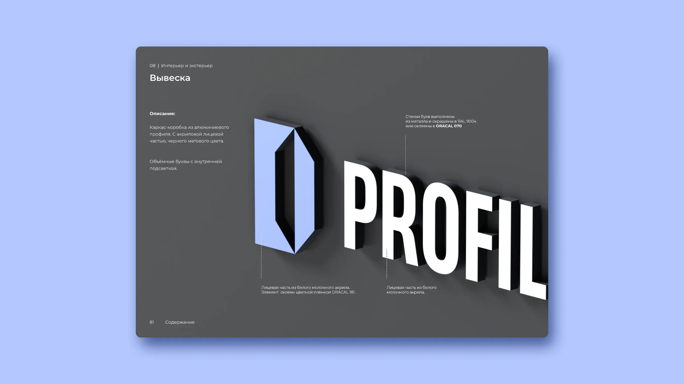Описание нового логотипа PROFILDOORS (Профильдорс) на страницах брендбука