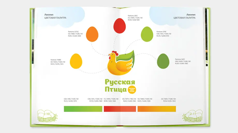 Цветовая палитра бренда Русская птица